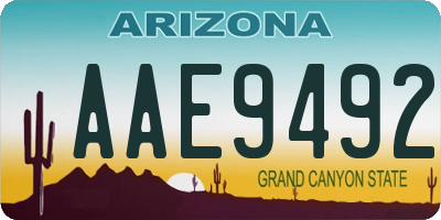 AZ license plate AAE9492