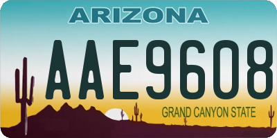 AZ license plate AAE9608