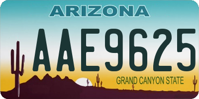 AZ license plate AAE9625