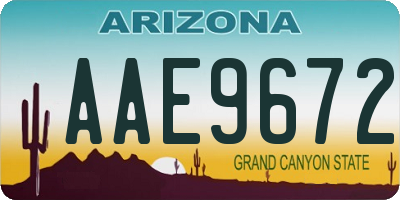 AZ license plate AAE9672