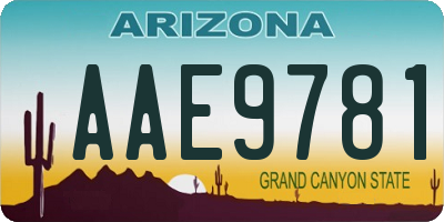 AZ license plate AAE9781