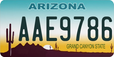 AZ license plate AAE9786