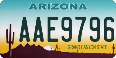 AZ license plate AAE9796