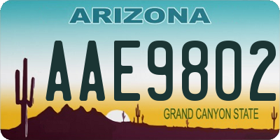 AZ license plate AAE9802