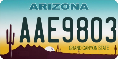 AZ license plate AAE9803