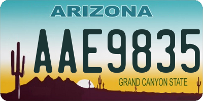 AZ license plate AAE9835