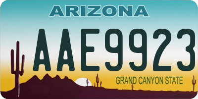 AZ license plate AAE9923