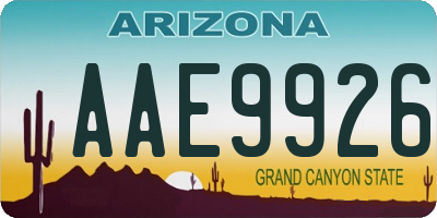 AZ license plate AAE9926