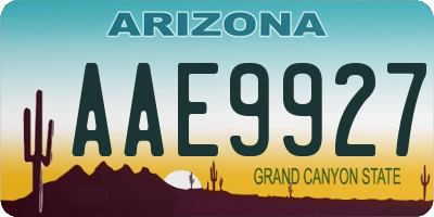 AZ license plate AAE9927