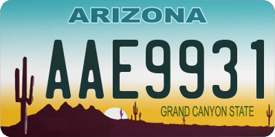 AZ license plate AAE9931