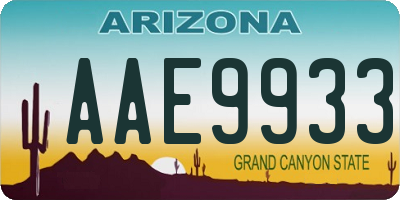 AZ license plate AAE9933