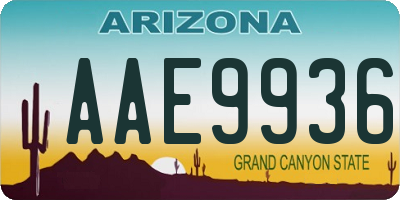 AZ license plate AAE9936