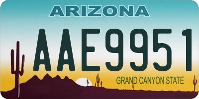AZ license plate AAE9951