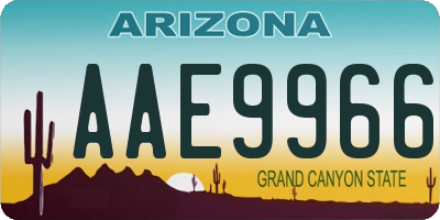AZ license plate AAE9966