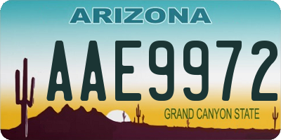 AZ license plate AAE9972