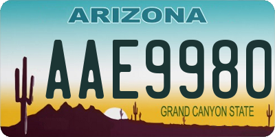 AZ license plate AAE9980