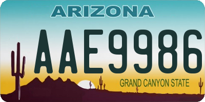 AZ license plate AAE9986