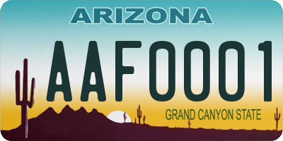 AZ license plate AAF0001