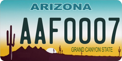 AZ license plate AAF0007