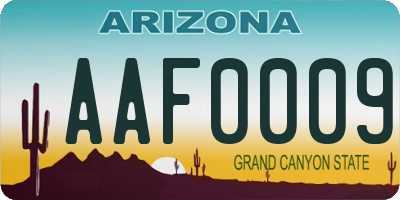 AZ license plate AAF0009