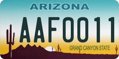 AZ license plate AAF0011