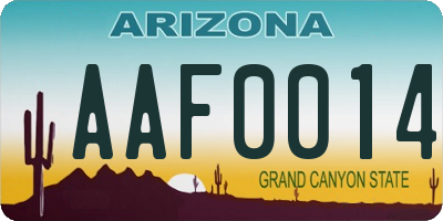 AZ license plate AAF0014