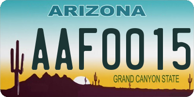 AZ license plate AAF0015