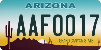 AZ license plate AAF0017