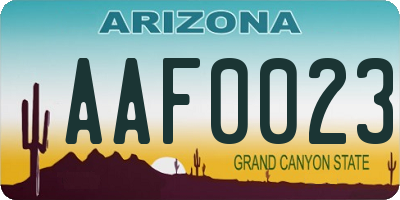 AZ license plate AAF0023