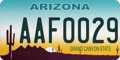 AZ license plate AAF0029