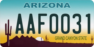 AZ license plate AAF0031