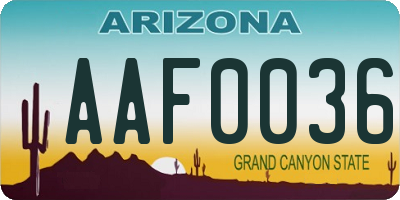 AZ license plate AAF0036