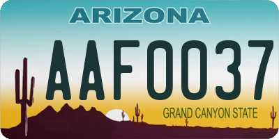 AZ license plate AAF0037