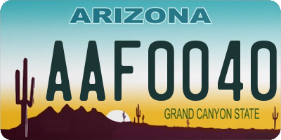 AZ license plate AAF0040