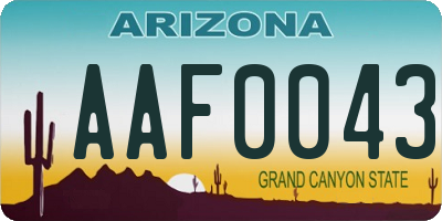 AZ license plate AAF0043