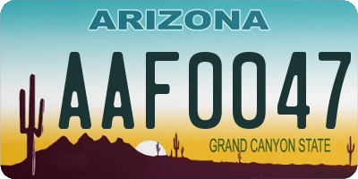AZ license plate AAF0047