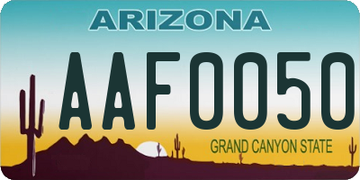 AZ license plate AAF0050