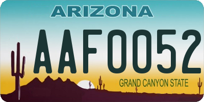 AZ license plate AAF0052