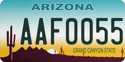 AZ license plate AAF0055