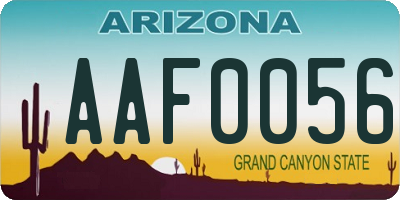 AZ license plate AAF0056