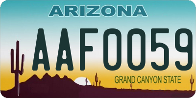 AZ license plate AAF0059