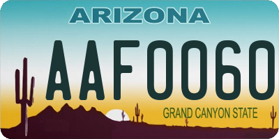 AZ license plate AAF0060