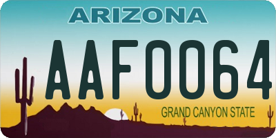 AZ license plate AAF0064