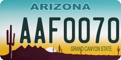 AZ license plate AAF0070