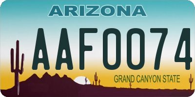 AZ license plate AAF0074
