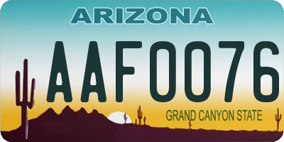 AZ license plate AAF0076