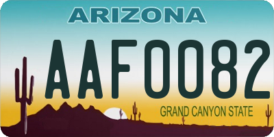 AZ license plate AAF0082