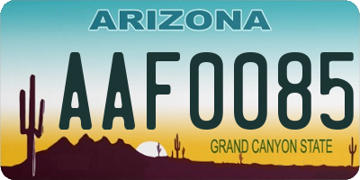 AZ license plate AAF0085