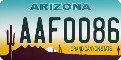 AZ license plate AAF0086