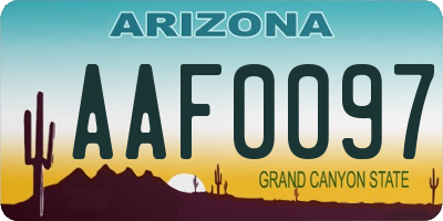 AZ license plate AAF0097